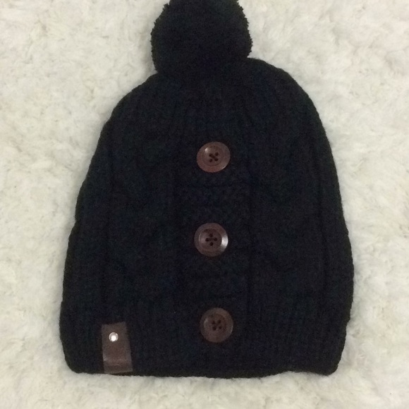 Black Cable Knit Hat - Picture 2 of 5